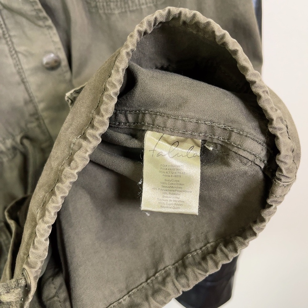 ARITZIA | TALULA TROPER ARMY UTILITY FAUX LEATHER SLEEVE JACKET - Picture 16 of 16